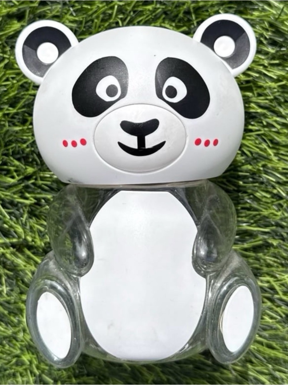 Coin Panda Bank vintage reusable 4 inches medium size and wide white/clear color
